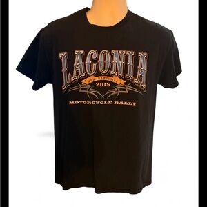 Motorcycle Rally Laconia Bike Week 2015 T-Shirt Mens Medium, Design Back & Front